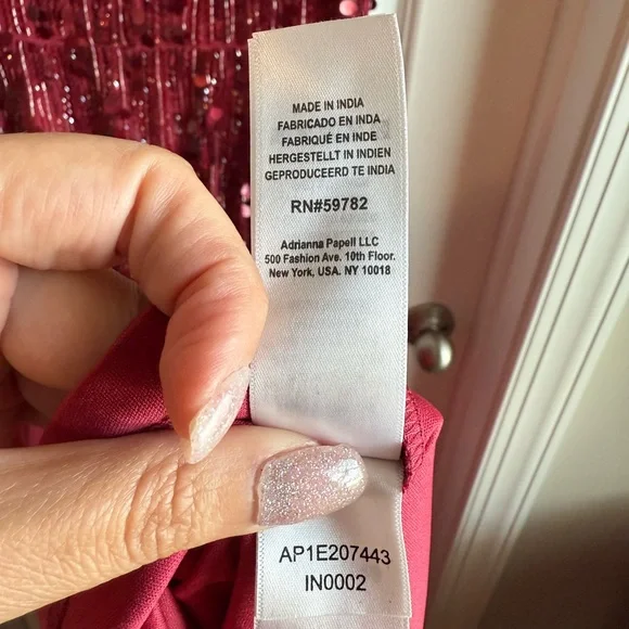 Adrianna Papell Red Sequin Embellished Gown - Picture 9 of 10